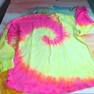 Exist Bright yellow/pink tie-dye oversize Tshirt